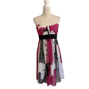 Badgley Mischka 100% Silk Strapless Cocktail Dress